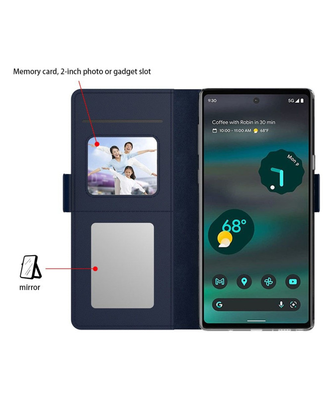 Google Pixel 7a - Housse premium porte cartes avec miroir