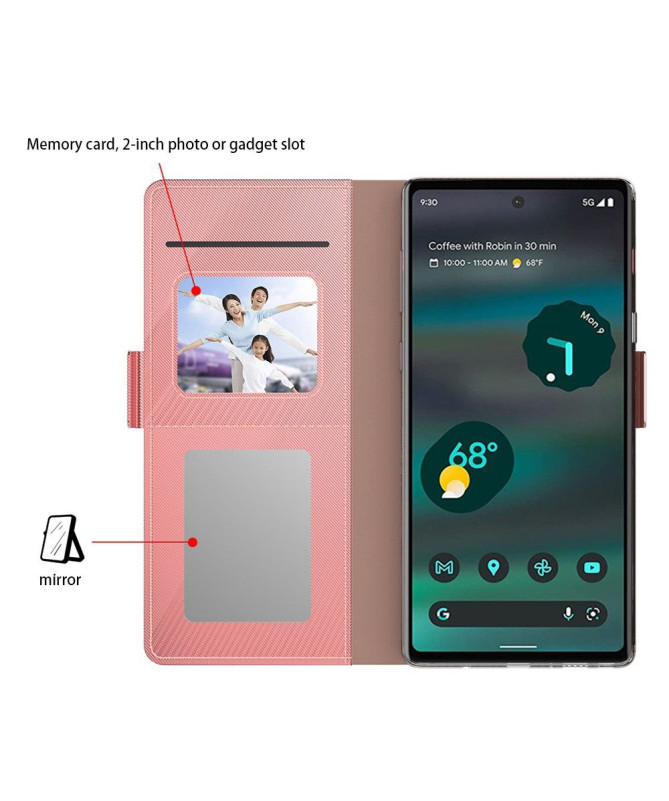 Google Pixel 7a - Housse premium porte cartes avec miroir