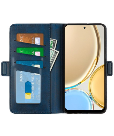 Étui Honor Magic 4 Lite 5G portefeuille revêtement simili cuir mat Bleu marine - photo 7