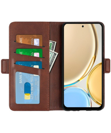 Étui Honor Magic 4 Lite 5G portefeuille revêtement simili cuir mat Marron - photo 11