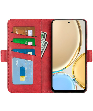 Étui Honor Magic 4 Lite 5G portefeuille revêtement simili cuir mat Rouge - photo 19
