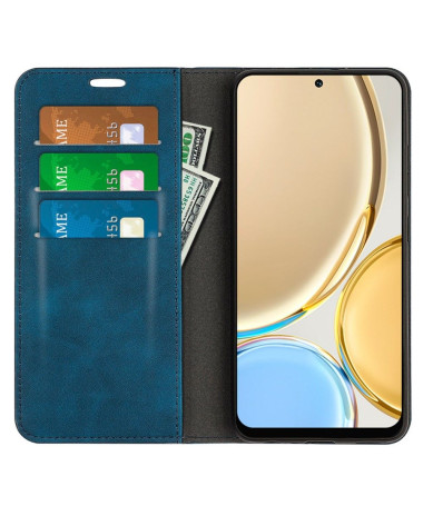 Étui Honor Magic 4 Lite 5G simili cuir fonction stand Bleu marine - photo 7