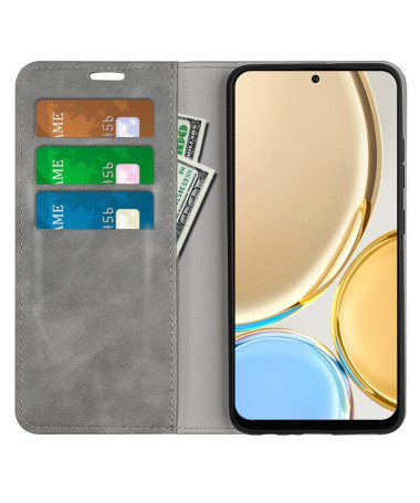 Étui Honor Magic 4 Lite 5G simili cuir fonction stand Gris - photo 11