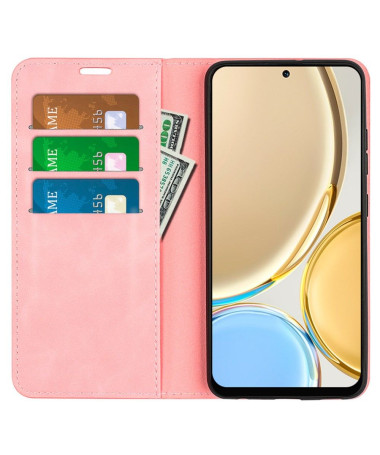 Étui Honor Magic 4 Lite 5G simili cuir fonction stand Rose - photo 15