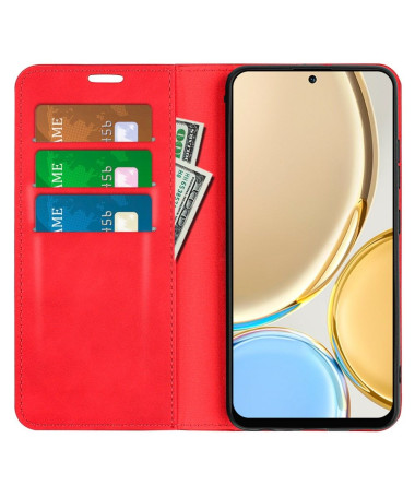 Étui Honor Magic 4 Lite 5G simili cuir fonction stand Rouge - photo 19