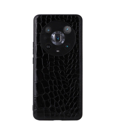 Coque Honor Magic 4 Pro Noir effet crocodile