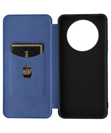 Housse Honor Magic 4 Lite 5G simili cuir fibre de carbone Bleu - photo 7