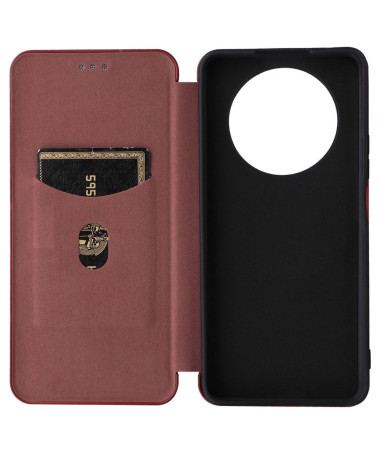 Housse Honor Magic 4 Lite 5G simili cuir fibre de carbone Marron - photo 12