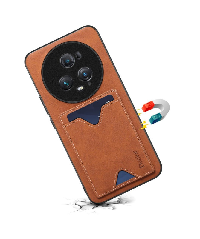 Coque Honor Magic 5 Pro Denior Effet Cuir Porte Cartes