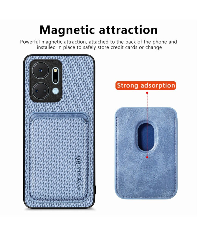 Coque Honor X7a Fibre de Carbone Porte-cartes détachable