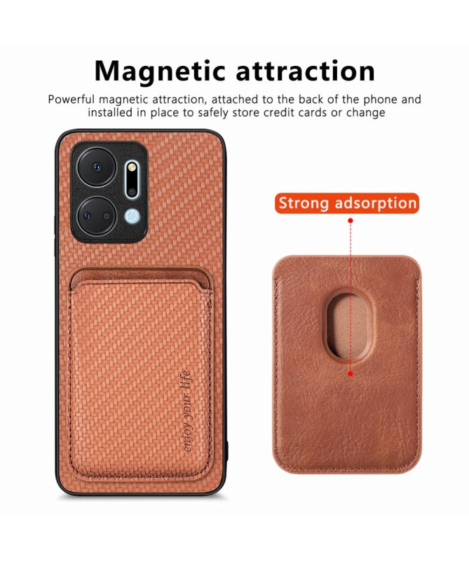 Coque Honor X7a Fibre de Carbone Porte-cartes détachable