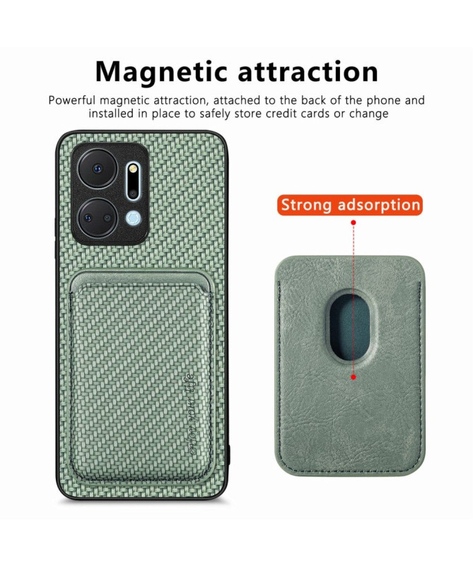 Coque Honor X7a Fibre de Carbone Porte-cartes détachable