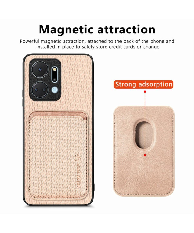 Coque Honor X7a Fibre de Carbone Porte-cartes détachable