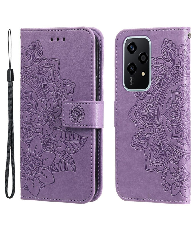 Housse Honor 200 Lite Portefeuille Motif Floral Violet