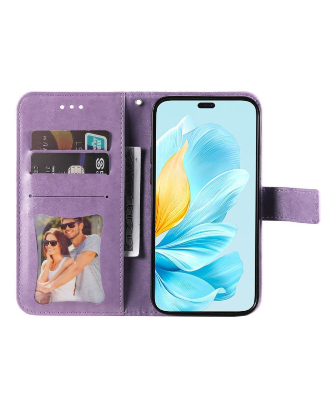 Housse Honor 200 Lite Portefeuille Motif Floral Violet - photo 2