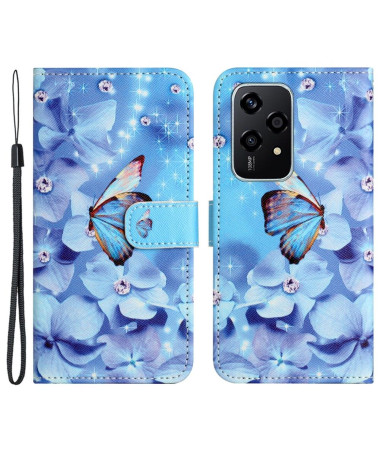 Housse Honor 200 Lite Papillon et fleurs bleues