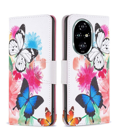 Housse Honor 200 Pro papillons et fleurs colorées