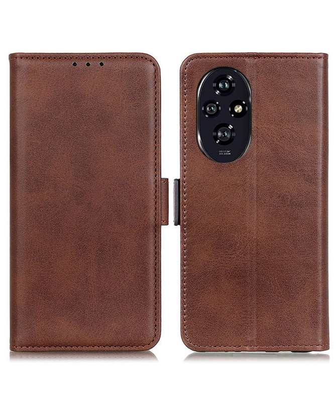 Étui Honor 200 portefeuille revêtement simili cuir mat