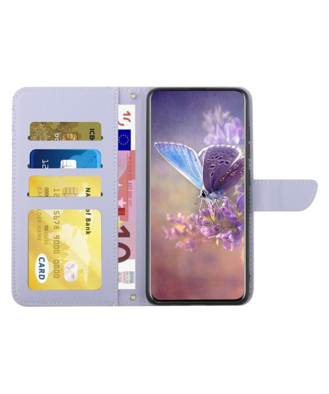 Housse Honor 200 Illustration Papillon et Fleurs à Lanière