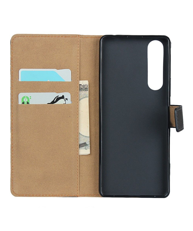 Étui folio Sony Xperia 1 II Effet Cuir Portefeuille - Noir