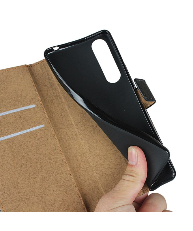 Étui folio Sony Xperia 1 II Effet Cuir Portefeuille - Noir