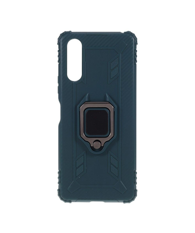 Coque Sony Xperia 10 II Aspect Carbone avec Anneau Support