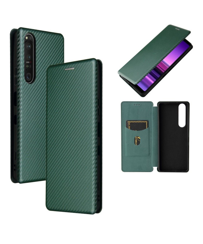 Housse Sony Xperia 1 III Simili Cuir Style Fibre de Carbone