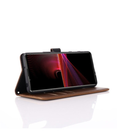 Étui Sony Xperia 1 III folio simili cuir rétro