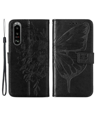 Housse Sony Xperia 5 III Papillon Fleur Porte-Cartes