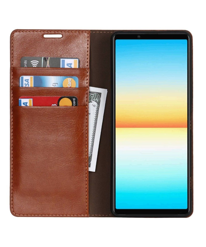 Housse Sony Xperia 1 IV Cuir Porte Cartes Fonction Support