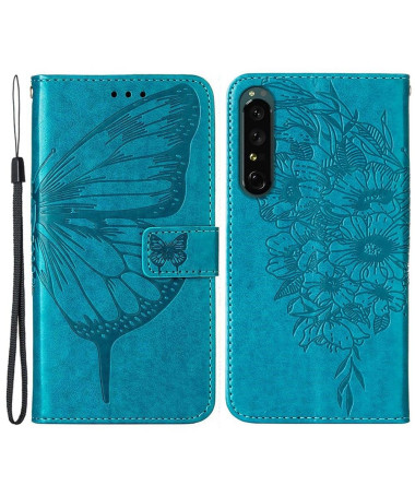 Housse Sony Xperia 1 IV Papillon Fleur Porte-Cartes