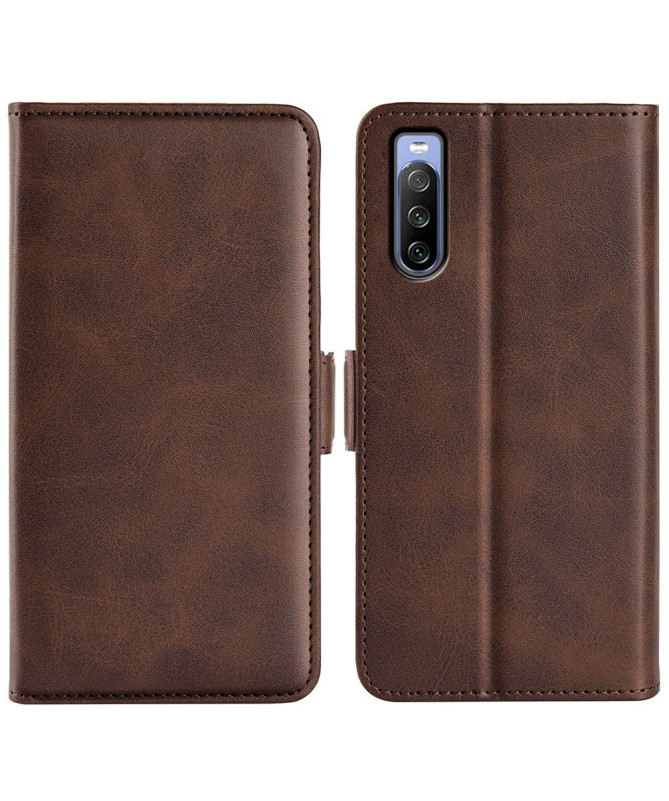 Étui Sony Xperia 10 IV portefeuille revêtement simili cuir mat