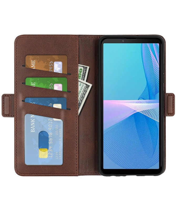 Étui Sony Xperia 10 IV portefeuille revêtement simili cuir mat