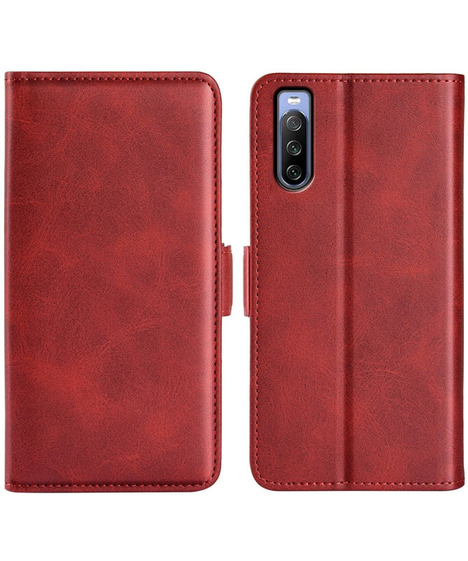 Étui Sony Xperia 10 IV portefeuille revêtement simili cuir mat
