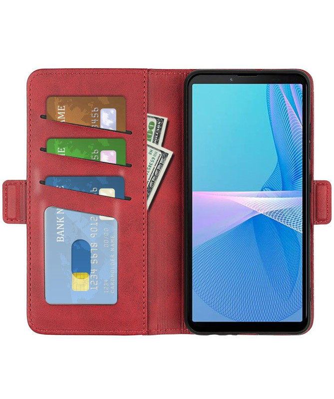 Étui Sony Xperia 10 IV portefeuille revêtement simili cuir mat