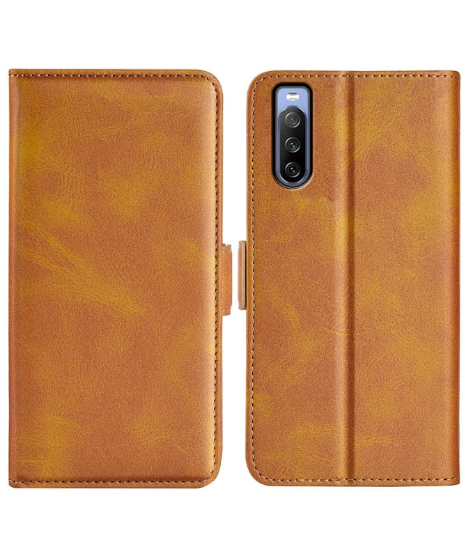 Étui Sony Xperia 10 IV portefeuille revêtement simili cuir mat