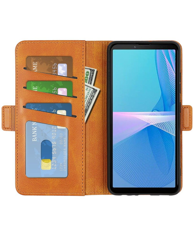 Étui Sony Xperia 10 IV portefeuille revêtement simili cuir mat