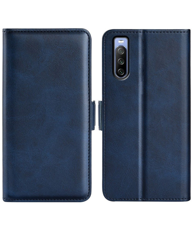 Étui Sony Xperia 10 IV portefeuille revêtement simili cuir mat