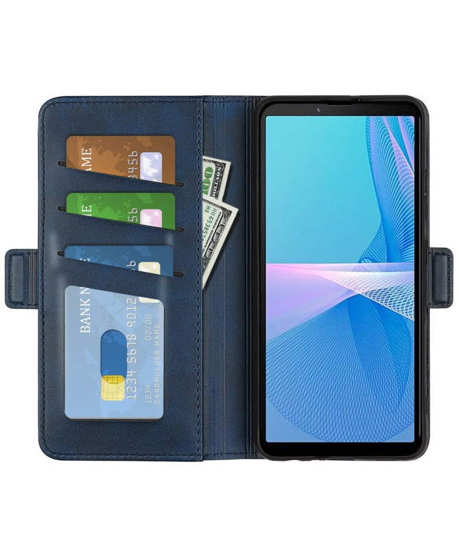 Étui Sony Xperia 10 IV portefeuille revêtement simili cuir mat
