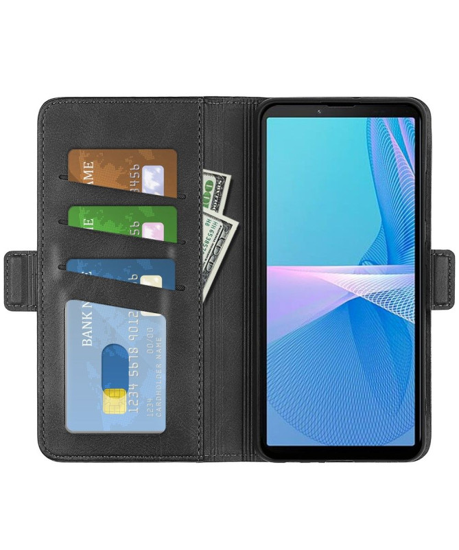 Étui Sony Xperia 10 IV portefeuille revêtement simili cuir mat