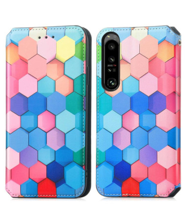 Housse Sony Xperia 1 IV Rabat Flip Nid d'Abeille Coloré