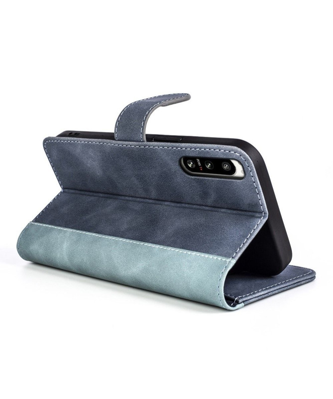 Housse Sony Xperia 5 IV Stand Folio Bicolore
