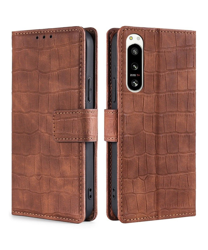 Housse Sony Xperia 5 IV simili cuir effet peau de crocodile