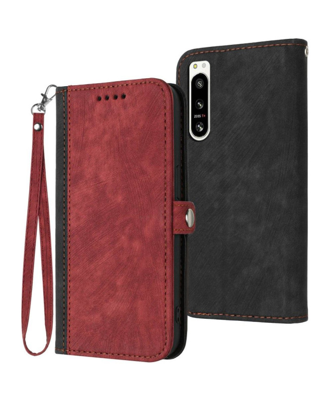 Housse Sony Xperia 5 IV Slim Porte-Cartes à Lanière