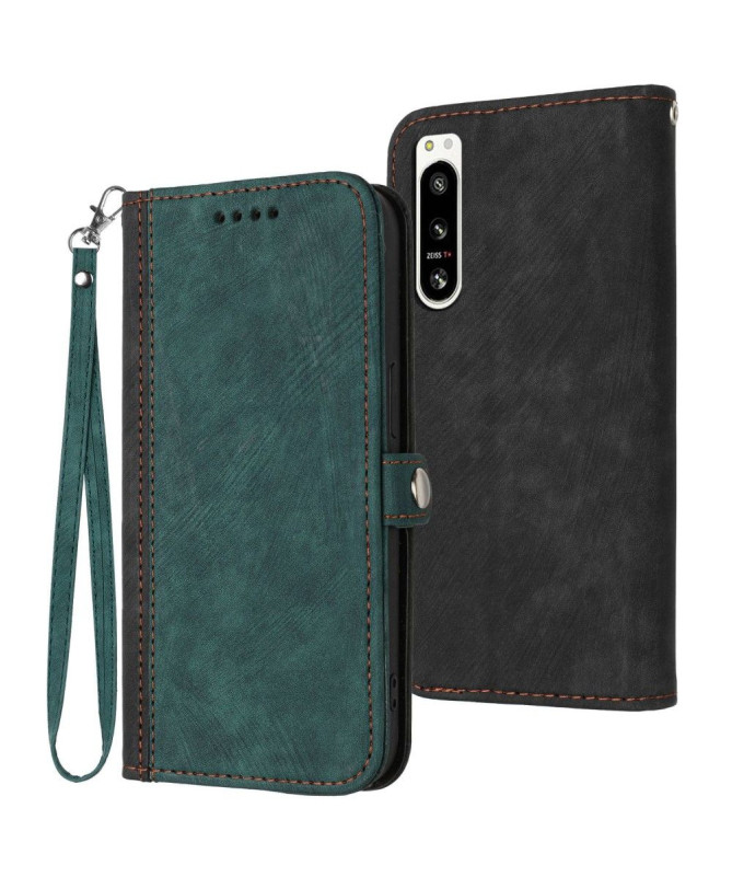 Housse Sony Xperia 5 IV Slim Porte-Cartes à Lanière