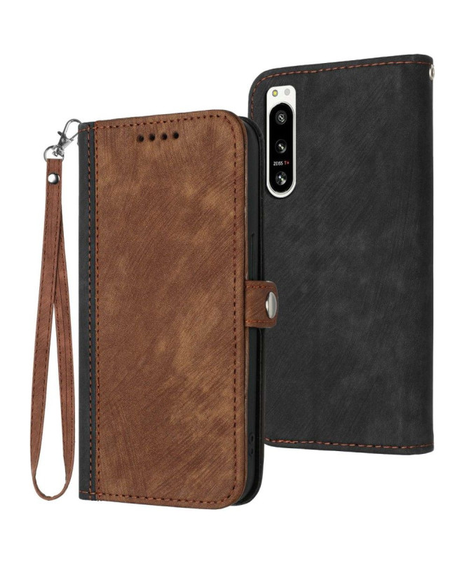 Housse Sony Xperia 5 IV Slim Porte-Cartes à Lanière