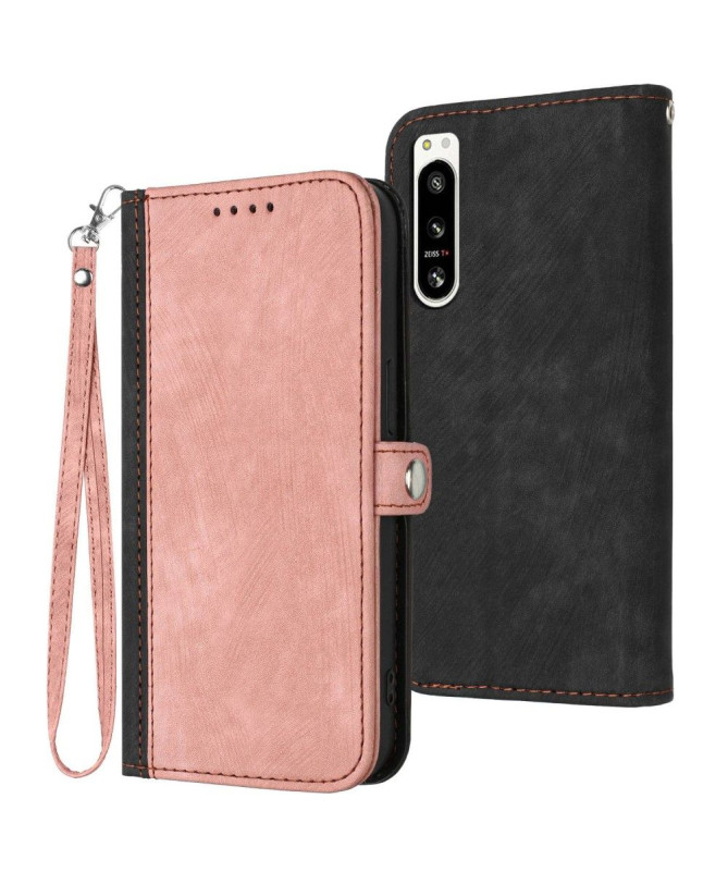 Housse Sony Xperia 5 IV Slim Porte-Cartes à Lanière