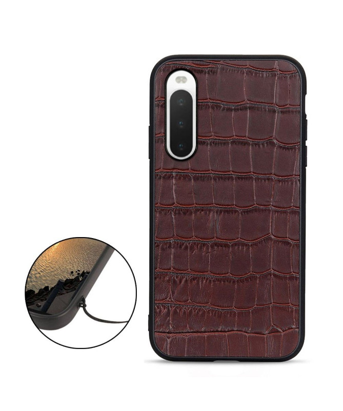 Coque Sony Xperia 10 V Cuir aspect peau de croco