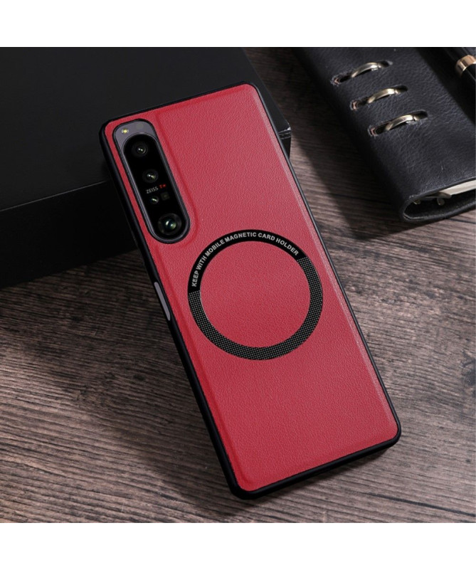 Coque Sony Xperia 1 V Simili Cuir avec Cercle