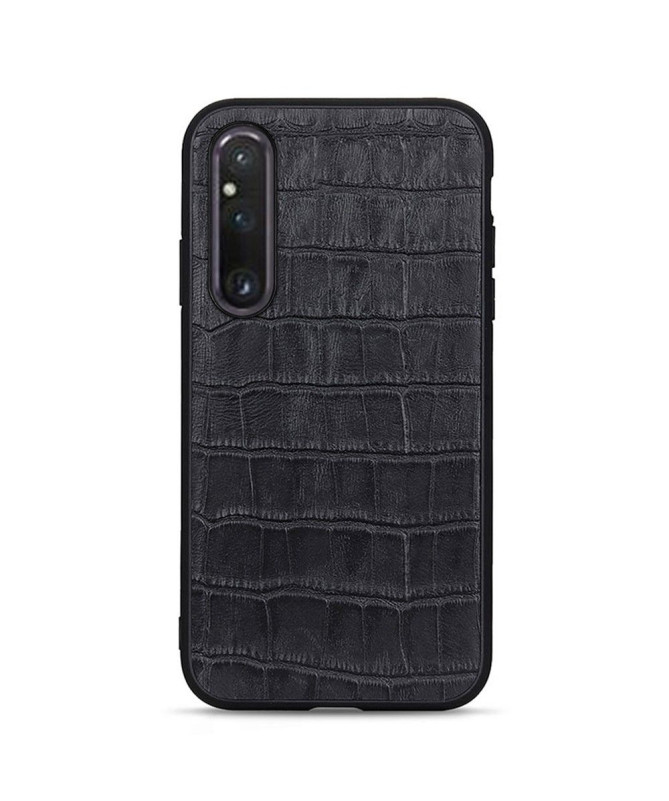Coque Sony Xperia 1 V Cuir aspect peau de croco